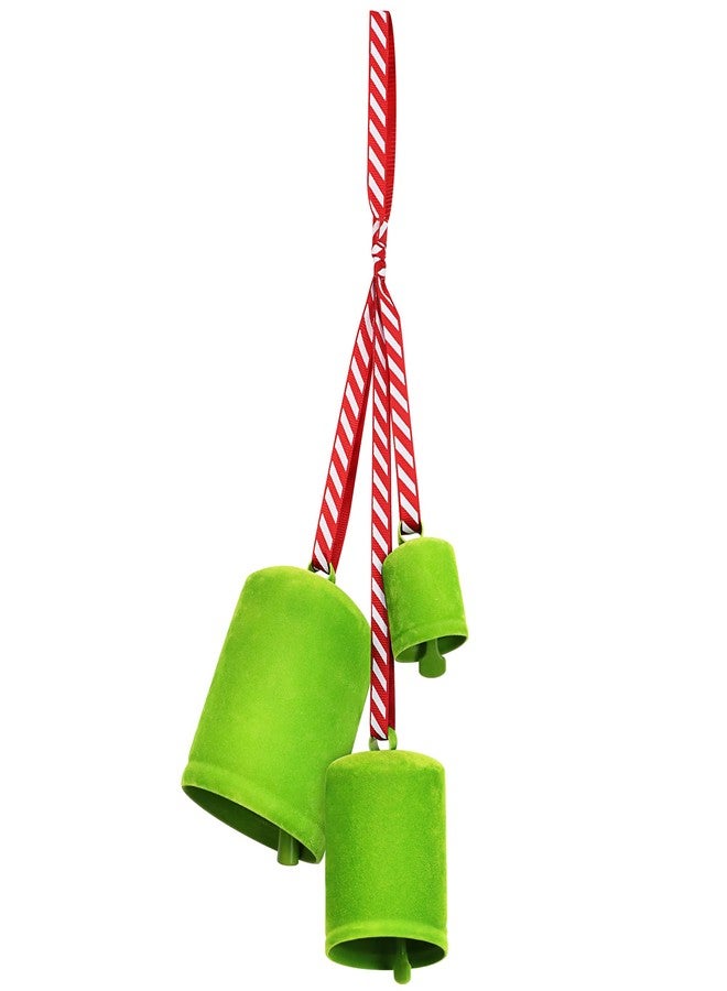 KPCB Tech Christmas Bells for Decoration, Green Whimsical Bells Hanging Decoration Set of 3 - Image 1