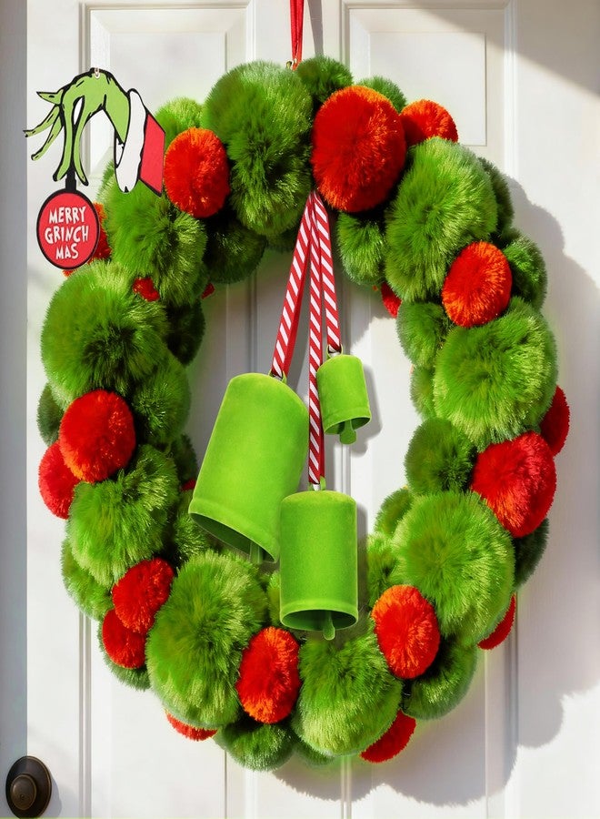 KPCB Tech Christmas Bells for Decoration, Green Whimsical Bells Hanging Decoration Set of 3 - Image 4