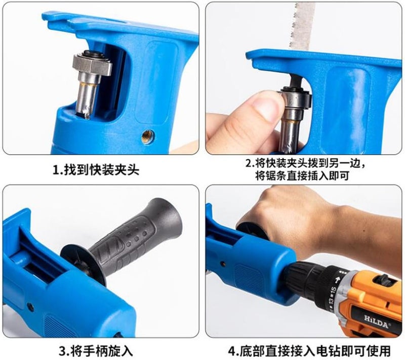 Sunisfa Portable Reciprocating Saw Kit, Universal Electric Drill Attachment for Wood Cutting Metal Cutting, Easy to Install and Disassemble - Image 3