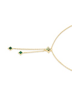 CERRUTI 1881 Silvia Gold-Plated Y-Design with Diamond Shaped Malachite Pendants Necklace for Women  - Image 2