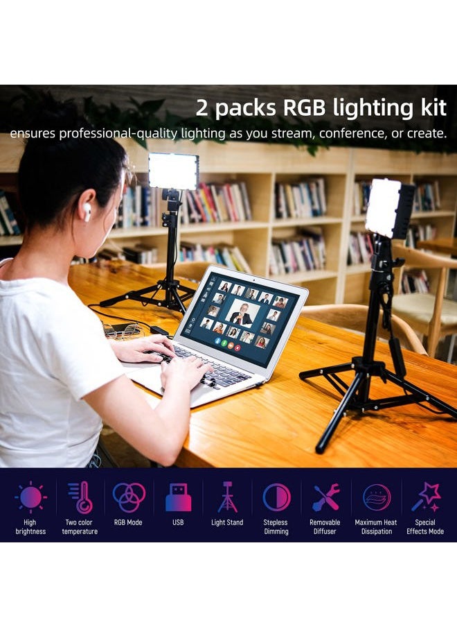 VILTROX RGB Photography Lighting,USB Powered 2600K-6000K LED Tabletop Light with Stand, for Zoom Calls Video Conference Webcam Meeting Tiktok Game Streaming YouTube Photo Video Studio Shooting （2 Packs  - Image 2