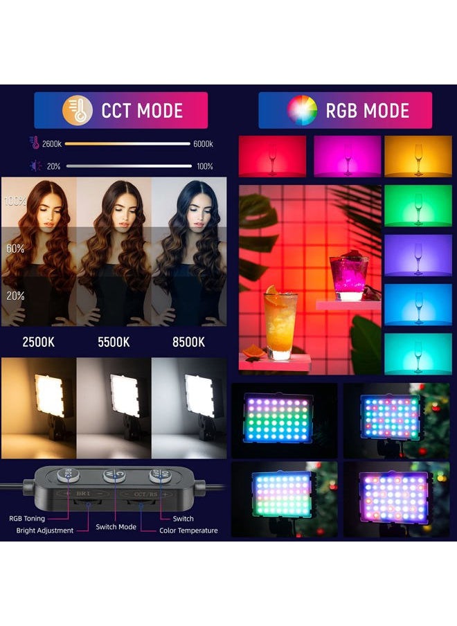 VILTROX RGB Photography Lighting,USB Powered 2600K-6000K LED Tabletop Light with Stand, for Zoom Calls Video Conference Webcam Meeting Tiktok Game Streaming YouTube Photo Video Studio Shooting （2 Packs  - Image 3