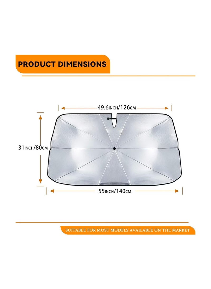 HIAS - "Foldable Car Windshield Sun Shade with Rotatable Handle – UV Protection & Heat Blocking Car Umbrella for Front Window – Compact, Easy-to-Use Automotive Sunshade with Velcro Tapered Edge – Keep Your Vehicle Cool" - Image 1