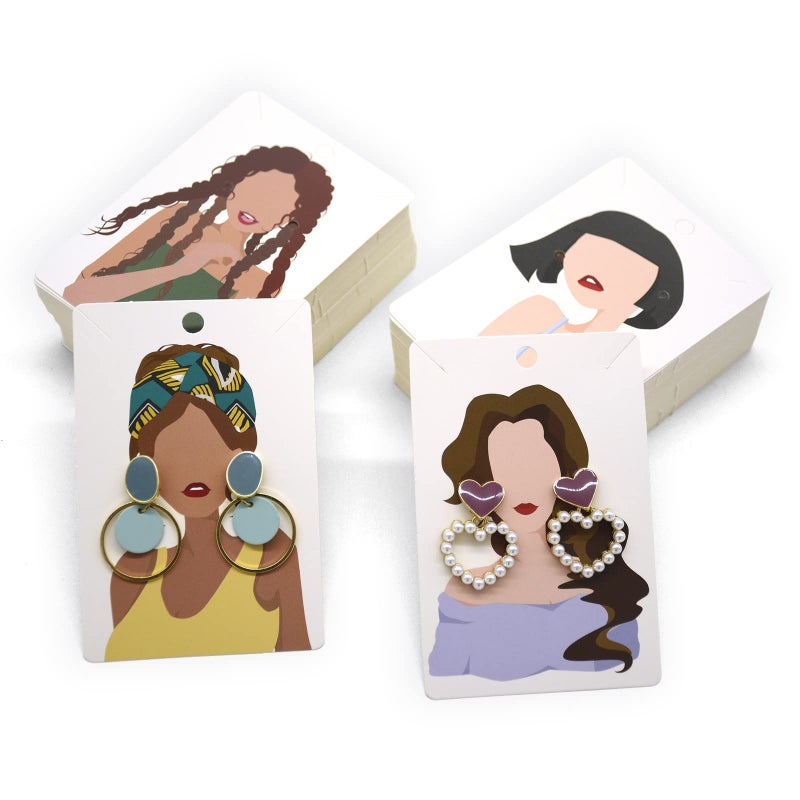 KALEFO 100 Pack Earring Cards Ear Bracelet Jewelry Display Card Wholesale Hanging Bulk Decorations White W