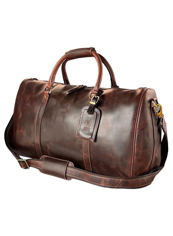 Rustic Town RUSTIC TOWN Leather Travel Duffle Bag For Men Women - Leather Duffel Bags (Dark Brown)  - Image 1