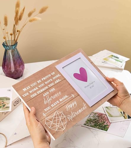 NZY Wooden Handmade Photo Picture Frame Fits 6"x 4" Photo Happy Retirement Gifts for Women Retirement Appreciation Present for Mom Boss Co-workers Teachers Nurse Friends Wife Sister - Image 2