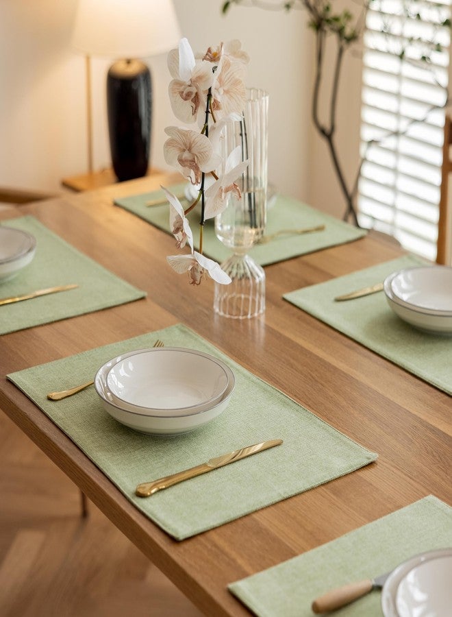 Demetex Green Placemat Set of 4 Washable Linen Textured Place Mats for Dinner Heat Resistant Sage Cloth Placemats Scratch Resistant Plate Mats for Dining Table Kitchen Summer, Green - Image 5