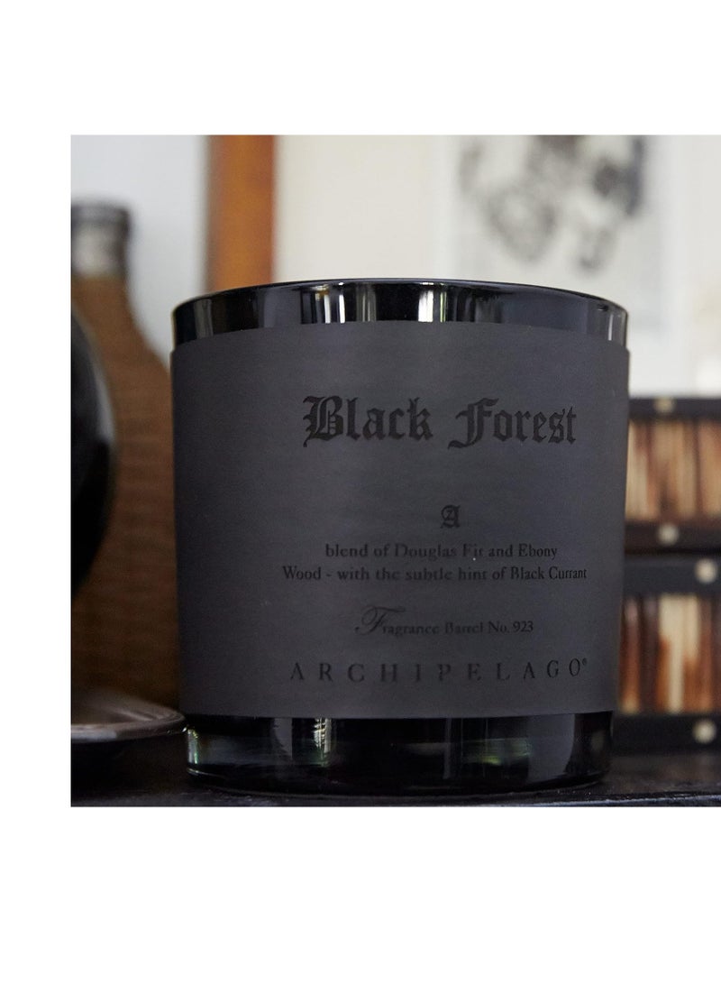 Archipelago Botanicals شمعة أرخبيل بوتانيكالز غابة سوداء بطباعة الحروف، خشب إيبوني داكن، رائحة دوغلاس فير والتوت الأسود، جرة مغطاة بجلد صناعي، مزيج شمع الصويا النقي، 100 ساعة احتراق، 13 أونصة - Image 2
