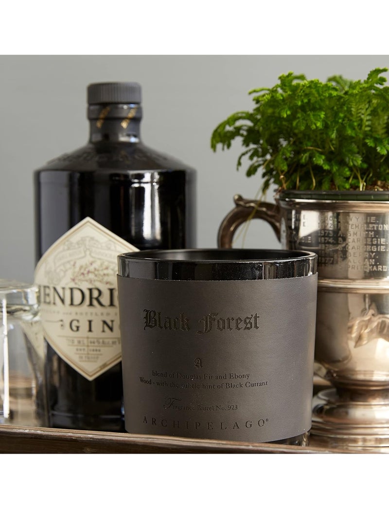 Archipelago Botanicals شمعة أرخبيل بوتانيكالز غابة سوداء بطباعة الحروف، خشب إيبوني داكن، رائحة دوغلاس فير والتوت الأسود، جرة مغطاة بجلد صناعي، مزيج شمع الصويا النقي، 100 ساعة احتراق، 13 أونصة - Image 3