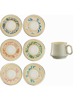 Sandro Moreno 1453 Shawl Geometric Gold 12 Piece Coffee Cup Set for 6 People 90 ml  - Image 1