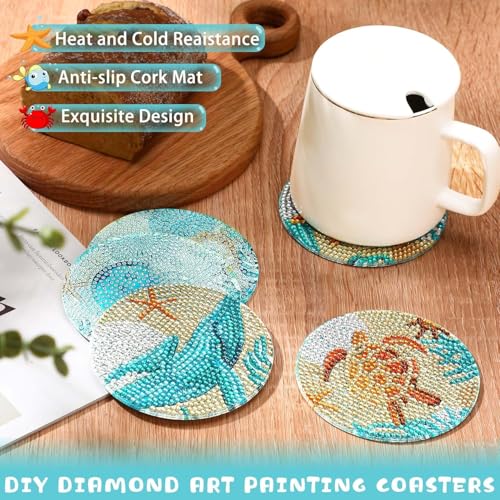 DIAMOND CRAFTZ Diamond Art Painting Coaster Kit- 8Pcs DIY Crafts Kit with Holder, Tea,Coffee,Drink hot/Cold Coaster Set with 8 Coaster for Kitchen/Dining Table/Office/Restaurant. - Image 3