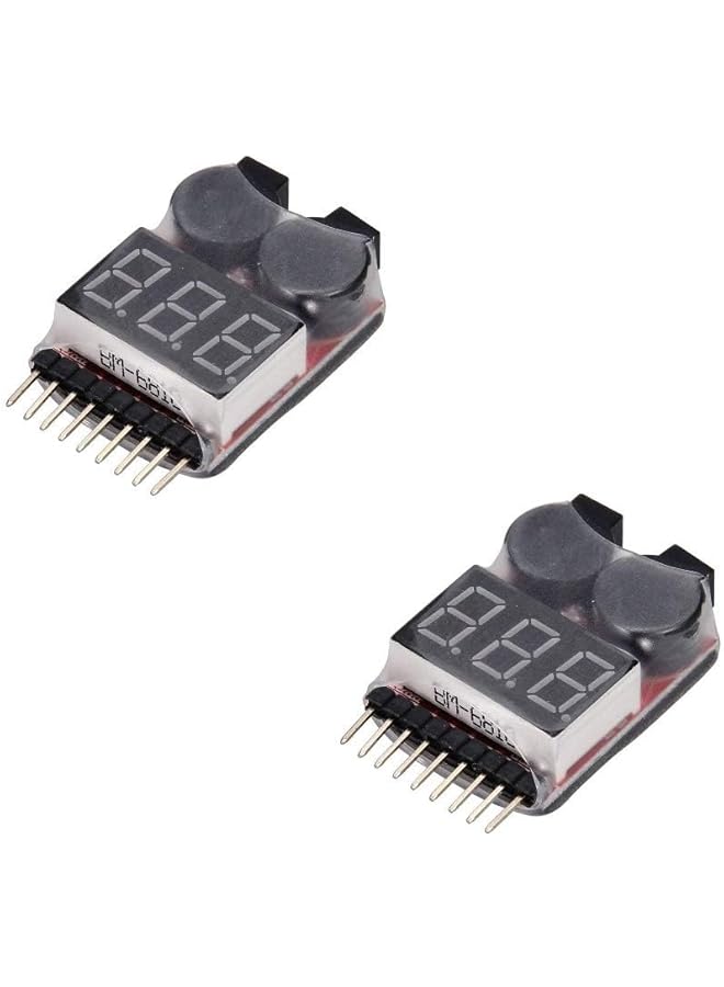 PROMASS promass 2PCS RC Lipo Battery Monitor Alarm Tester Checker Low Voltage Buzzer Alarm with LED Indicator for 1-8 S Lipo Life LiMn Li-ion Battery 