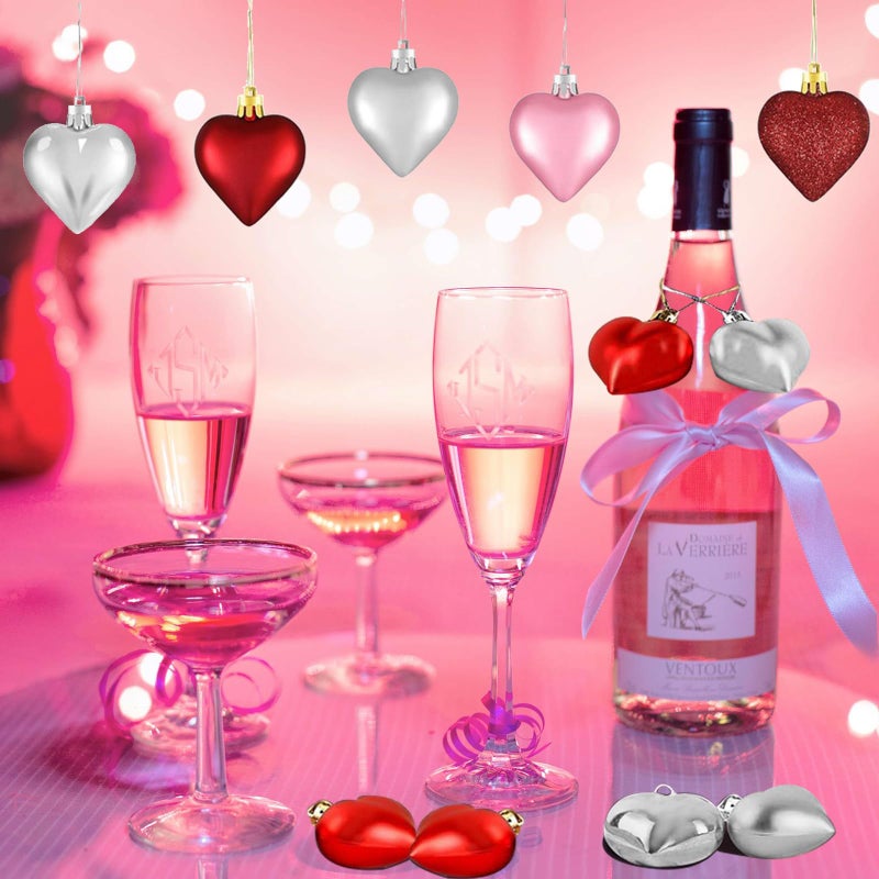 TEMOGU 36Pcs Valentine's Day Heart Hanging Ornaments for Tree Decorations, Galentines Day Decorations Heart Shaped Baubles for Home Party Wedding Decor (Rose Red,Pink,Silver,Glitter - Image 4