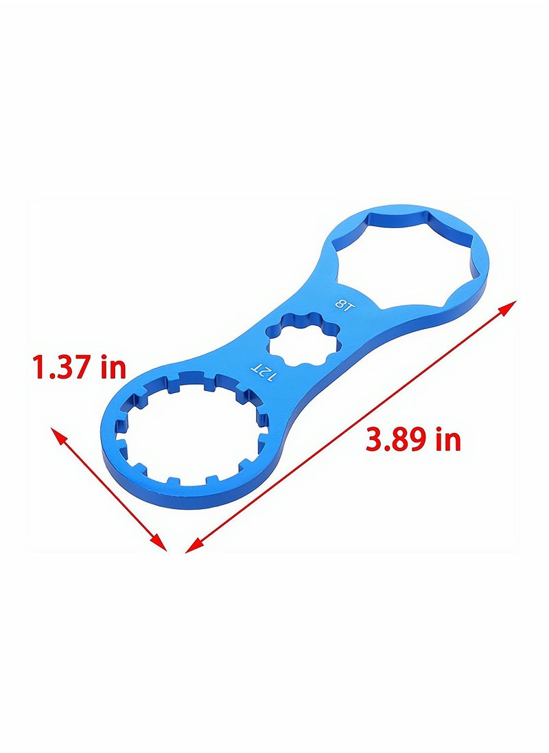 SYOSI Bicycle Wrench, Bike Front Fork Shoulder Cover Wrench Cap Removal and Installation Wrench Spanner Tool, Bicycle Front Fork Repair Tool for XCM/XCT/RST MTB Bike, 2 Pcs, Blue and Red  - Image 4