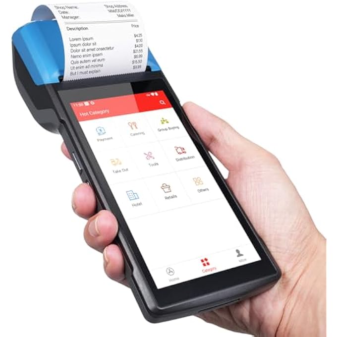 4G HANDHELD PDA POS ANDROID 13.0 RECEIPT PRINTER 2GB+16GB, CAMERA 5M, 1D 2D BARCODE SCANNER, WIFI/GPS/BT/4G FULL NETWORK CONNECTION, 5" TOUCHSCREEN 58MM WIDTH THERMAL LABEL PRINTING - Image 2