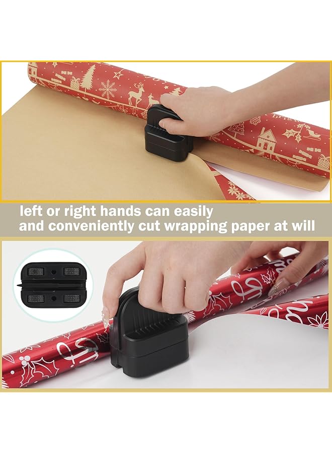 erorex Wrapping Paper Cutter With Wheels Gift Wrap Cutter Straight Line Gift Wrap Cutter For Birthday And Christmas Gift Wrapping Paper Roll Cutter Tool Black For Various Roles And Papers 2Pcs Black - Image 2