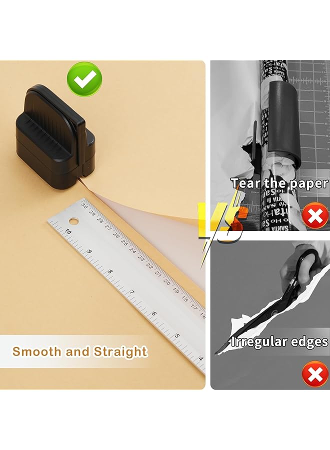 erorex Wrapping Paper Cutter With Wheels Gift Wrap Cutter Straight Line Gift Wrap Cutter For Birthday And Christmas Gift Wrapping Paper Roll Cutter Tool Black For Various Roles And Papers 2Pcs Black - Image 3