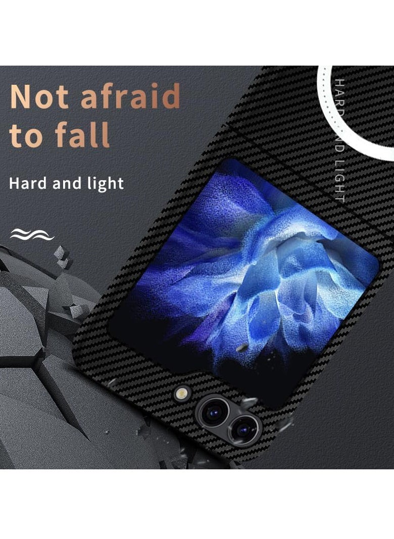 Aookay - Case For Samsung Galaxy Z Flip 5 Case Compatible With MagSafe Charger, Carbon Fiber Pattern Slim Shockproof Anti Drop Case. No Front Screen Protector - Image 1