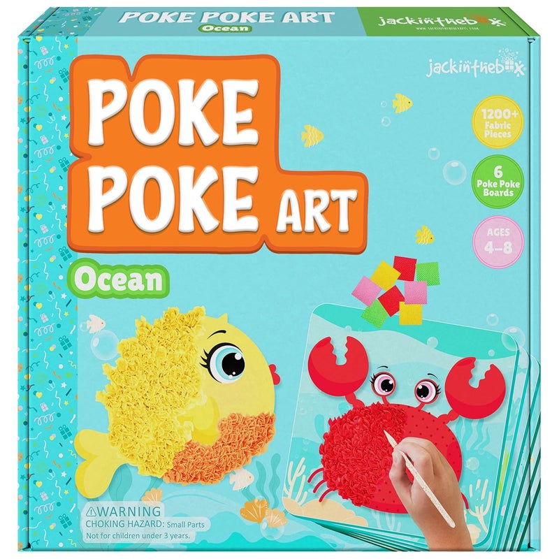 jackinthebox Poke Poke Art – Ocean Theme, Mess-Free Fabric Art and Craft, Flower Pressing Kits, Gift for Kids, Toys for Girls and Boys Ages 4 5 6 7 8 - Image 1