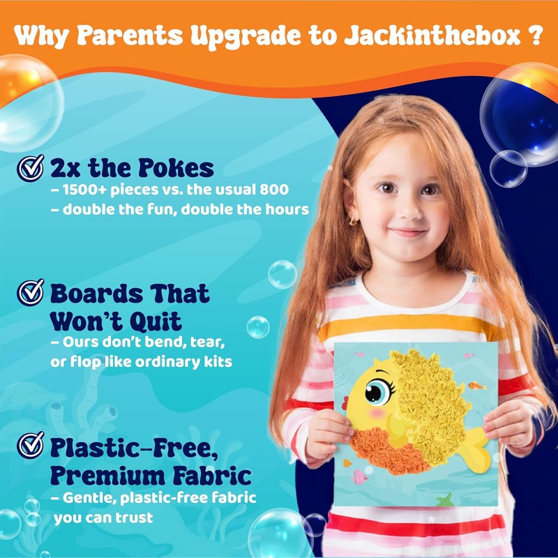 jackinthebox Poke Poke Art – Ocean Theme, Mess-Free Fabric Art and Craft, Flower Pressing Kits, Gift for Kids, Toys for Girls and Boys Ages 4 5 6 7 8 - Image 3