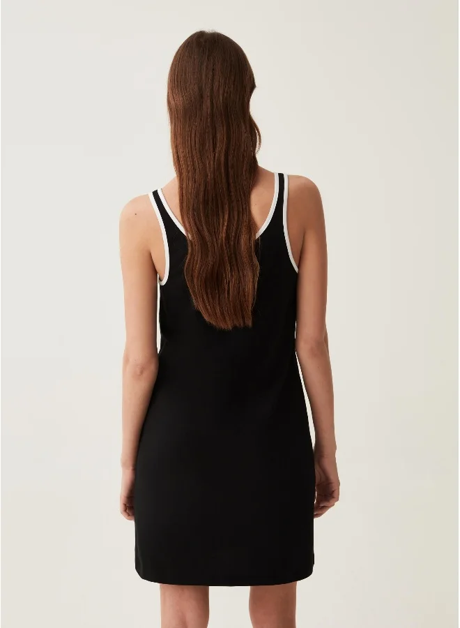 او في اس Ovs Sleeveless Dress With Contrasting Colour Trims