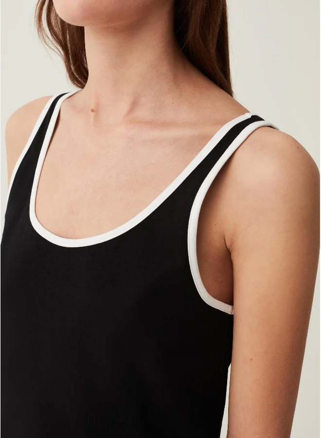او في اس Ovs Sleeveless Dress With Contrasting Colour Trims