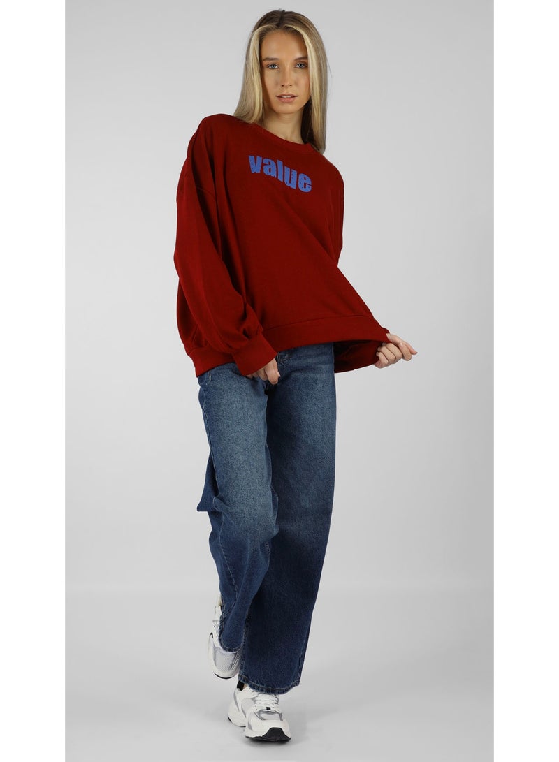 كيفيلي سويت شيرت بطبعة كتابة - أحمر - Image 1