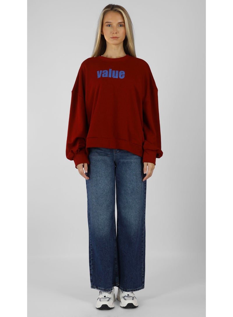 كيفيلي سويت شيرت بطبعة كتابة - أحمر - Image 2