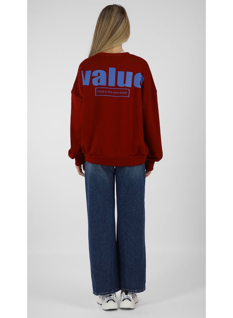 كيفيلي سويت شيرت بطبعة كتابة - أحمر - Image 5