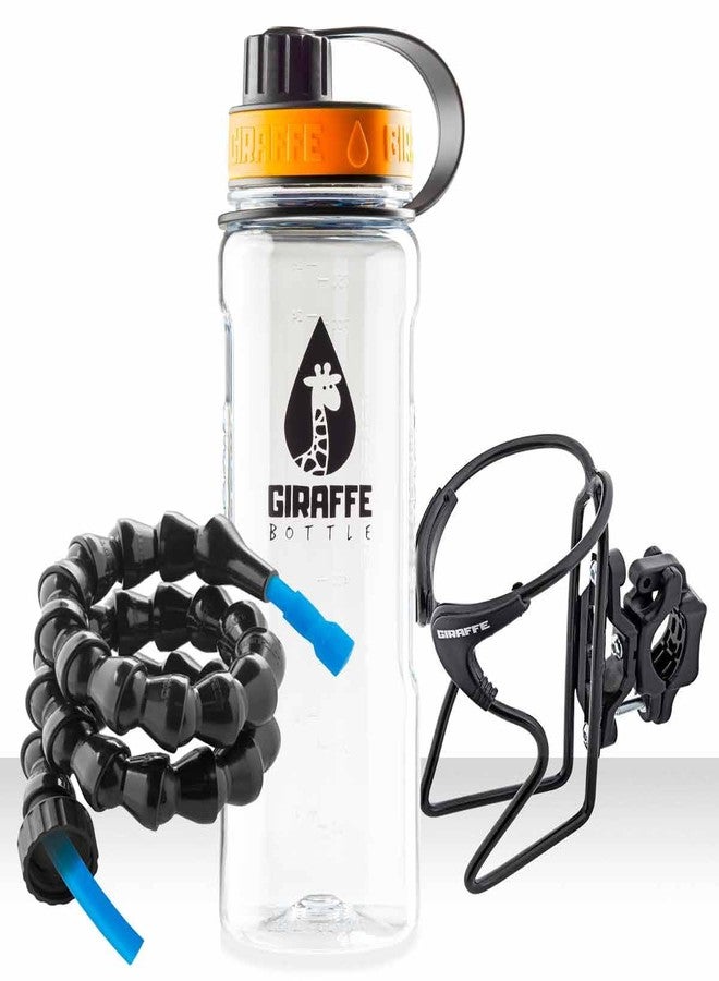 Giraffe Bottle Tower XL Hands Free Drinking System, Clear Tritan Bottle, with Round Tube Mounted Bottle Holder (length 36 in / 92 cm) - Image 2