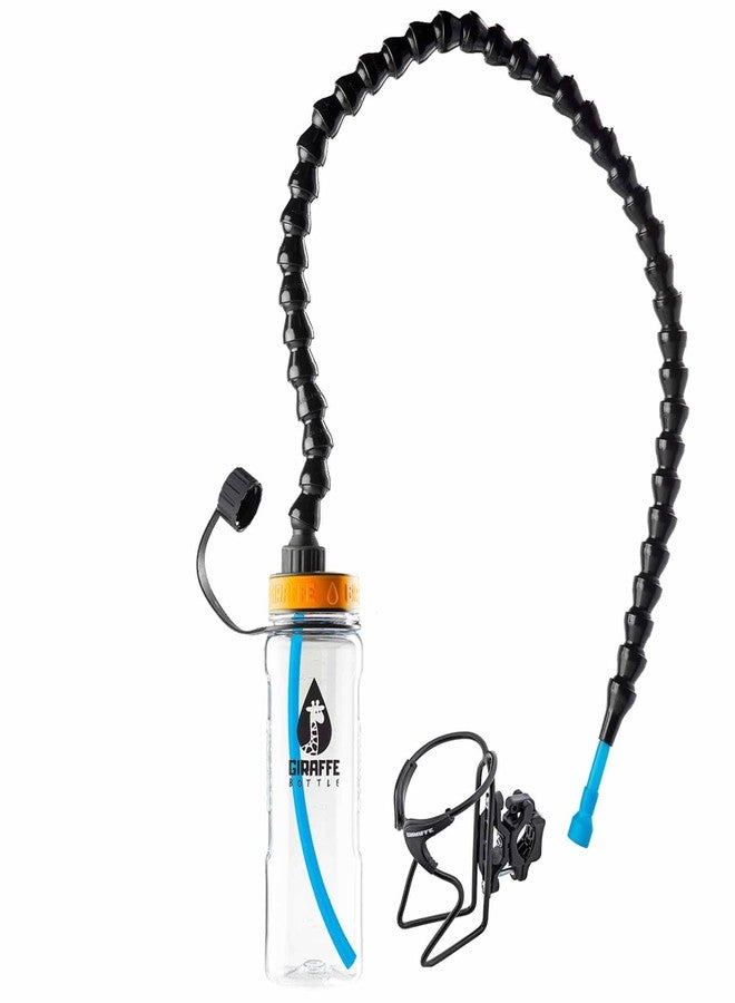 Giraffe Bottle Tower XL Hands Free Drinking System, Clear Tritan Bottle, with Round Tube Mounted Bottle Holder (length 36 in / 92 cm) - Image 1