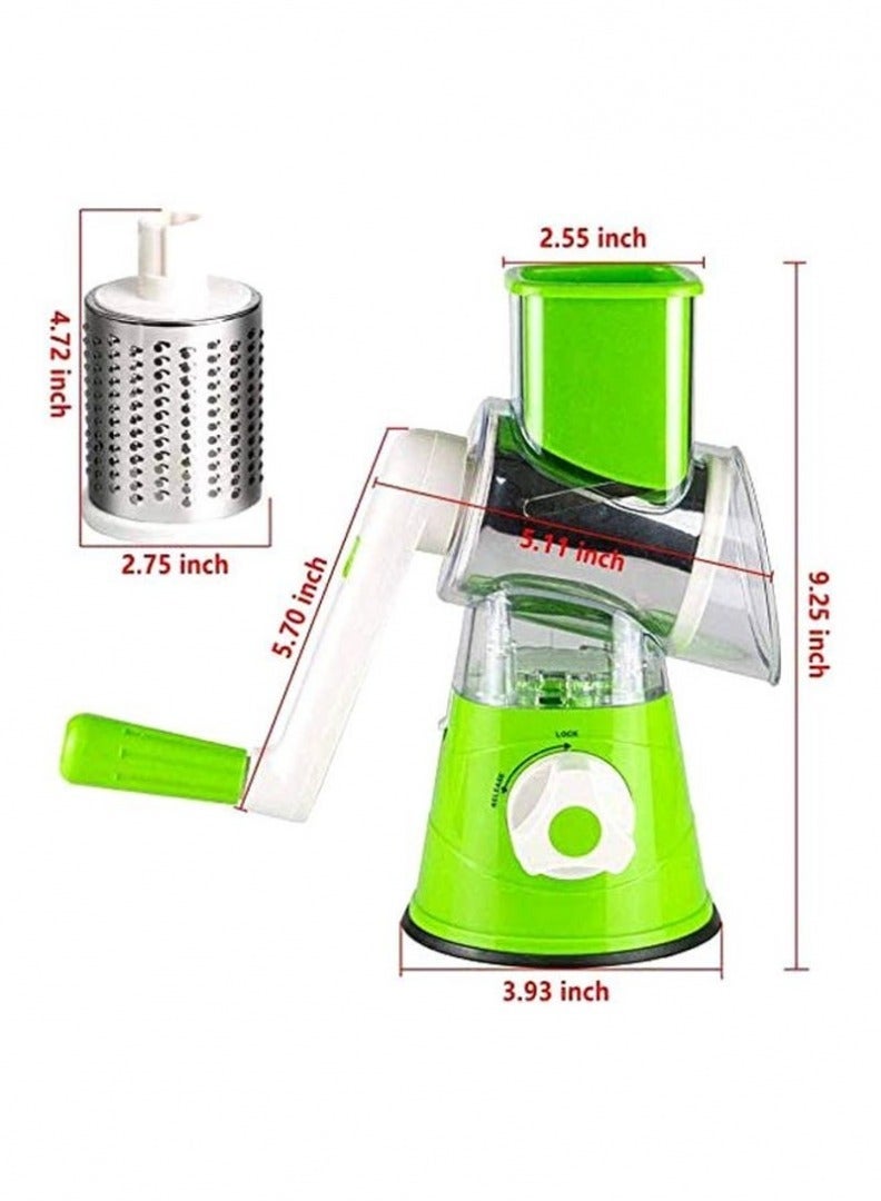 ELTRAZONE Table Top Drum Grater in Green/Silver/White - Perfect for Grating Cheese, Vegetables, and More with Ease" - Image 3