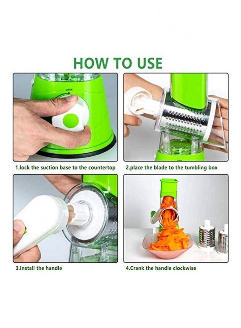 ELTRAZONE Table Top Drum Grater in Green/Silver/White - Perfect for Grating Cheese, Vegetables, and More with Ease" - Image 5