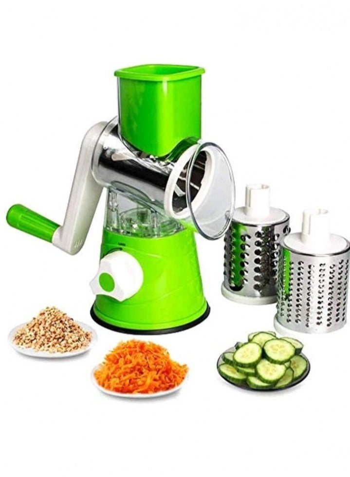 ELTRAZONE Table Top Drum Grater in Green/Silver/White - Perfect for Grating Cheese, Vegetables, and More with Ease" - Image 2