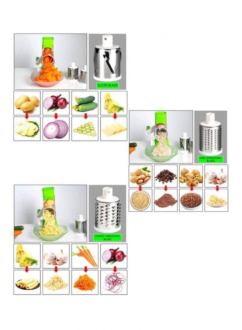 ELTRAZONE Table Top Drum Grater in Green/Silver/White - Perfect for Grating Cheese, Vegetables, and More with Ease" - Image 4