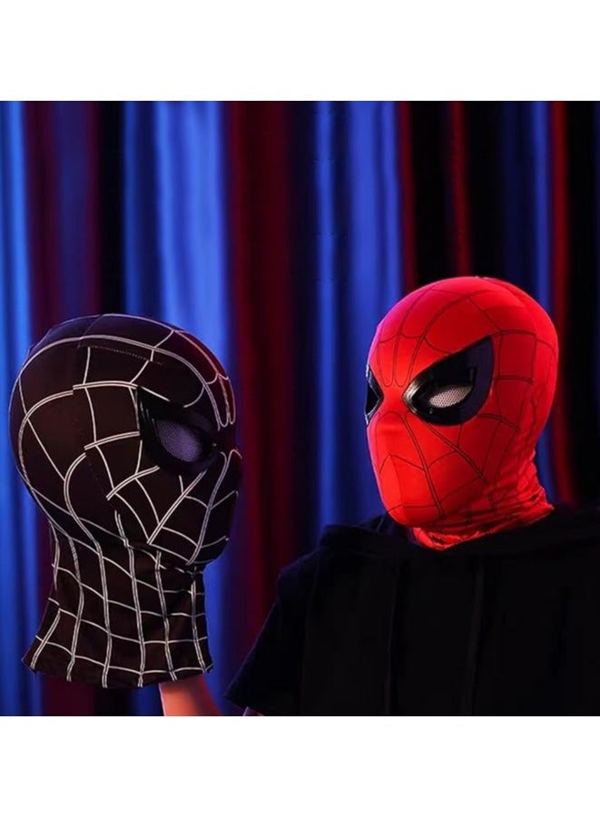 قناع بطل عنكبوت أسود/أحمر يمكن ارتداؤه مع عيون ميكانيكية متحركة وتحكم في الفم، دعامة تنكرية كاملة مع عدسات متحركة، إصدار العودة للوطن. - Image 2