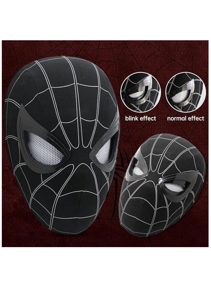 قناع بطل عنكبوت أسود/أحمر يمكن ارتداؤه مع عيون ميكانيكية متحركة وتحكم في الفم، دعامة تنكرية كاملة مع عدسات متحركة، إصدار العودة للوطن. - Image 4