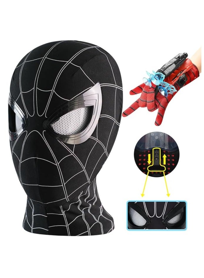 قناع بطل عنكبوت أسود/أحمر يمكن ارتداؤه مع عيون ميكانيكية متحركة وتحكم في الفم، دعامة تنكرية كاملة مع عدسات متحركة، إصدار العودة للوطن. - Image 5