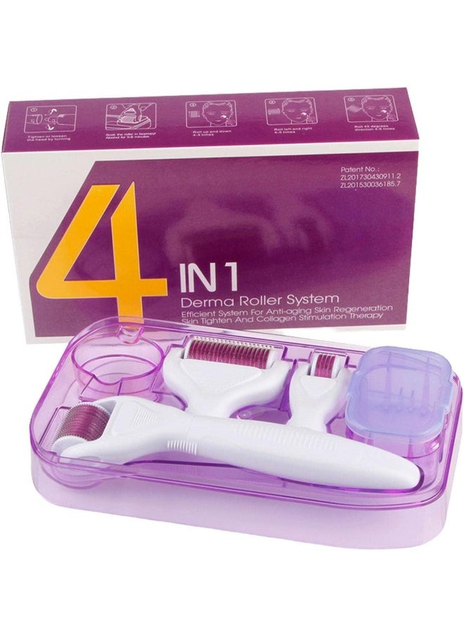 Derma Roller - 4 In 1 Tool For Complete Skin Care Red/White - Image 1