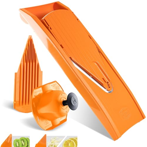 Börner Borner Mandoline Food Slicer V1 (Basic Set) by Reston Lloyd • V-Slicer with Food Holder • Made in Germany • Fruit & Vegetable Chopper • Multiple Settings • Color: Orange - Image 4