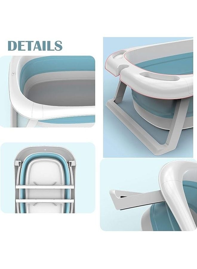 عربست حوض استحمام للأطفال، حوض استحمام قابل للطي وغير قابل للانزلاق للأطفال الرضع، مزود بميزان حرارة ووسادة استحمام عائمة، مناسب للأطفال من عمر 0 ​​إلى 8 سنوات - لون وردي مع وسادة. - Image 5