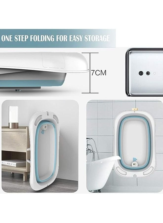 عربست حوض استحمام للأطفال، حوض استحمام قابل للطي وغير قابل للانزلاق للأطفال الرضع، مزود بميزان حرارة ووسادة استحمام عائمة، مناسب للأطفال من عمر 0 ​​إلى 8 سنوات - لون وردي مع وسادة. - Image 4