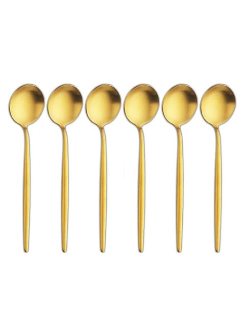 6 Piece Gold Spoon Set Stainless Steel Flatware Set (Gold)