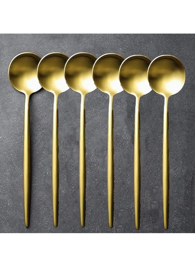 Generic 6 Piece Gold Spoon Set Stainless Steel Flatware Set (Gold)  - Image 3