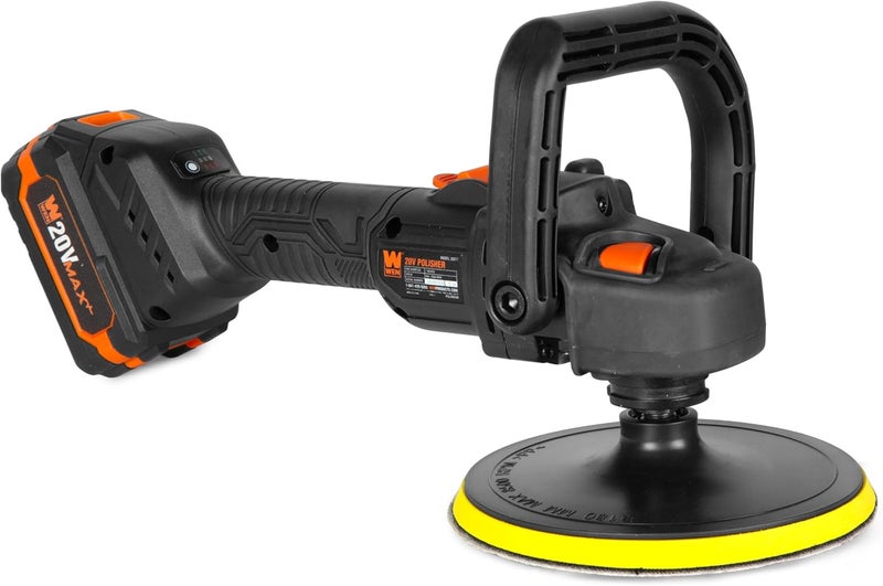 Wen 20V Max Cordless 7-Inch Variable Speed Rotary Polisher and Waxer Kit with 4Ah Battery, Charger, and Polishing Pads (20877) - Image 2