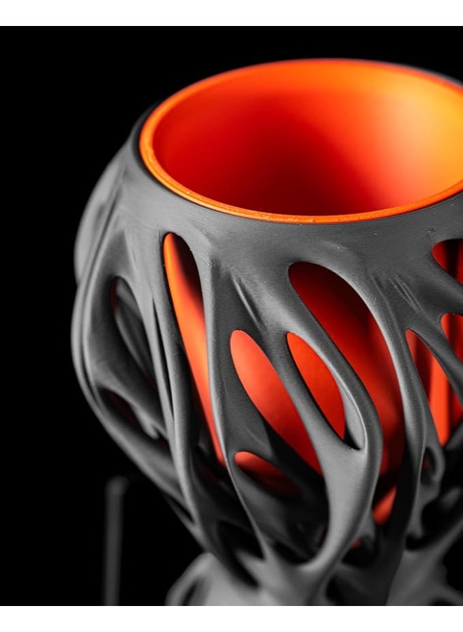 أصيص نباتات - أصيص زهور مزخرف من مانتيس للنباتات الداخلية والخارجية، مزهرية هندسية فريدة لديكور المنزل والمكتب، أصيص جيد التهوية مع تصريف - أسود وأحمر - Image 4