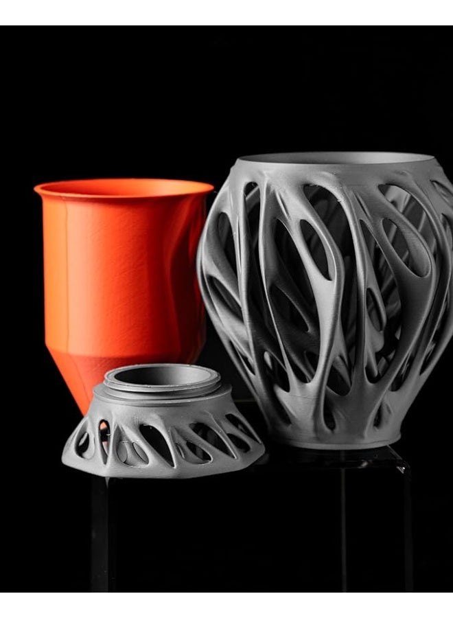 أصيص نباتات - أصيص زهور مزخرف من مانتيس للنباتات الداخلية والخارجية، مزهرية هندسية فريدة لديكور المنزل والمكتب، أصيص جيد التهوية مع تصريف - أسود وأحمر - Image 5