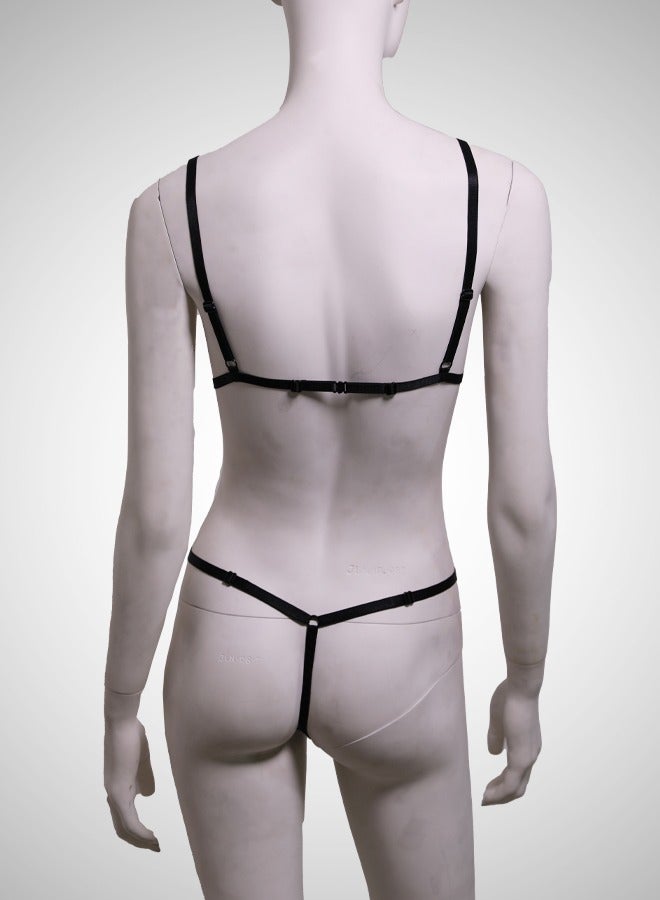 ovitio Black Lingerie Set with Lace Details, Two Pieces - Image 2