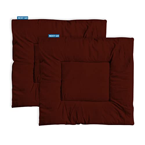 NEXTGO Floor Mat Puja Aasan 2Feet x 2Feet | Velvet Makhmal Fabric Microfiber Filling Floor Aasan for Dinner, Puja, Meditation, Garden, Yoga Mat for Home Office Ghar | Pack of 2 Coca Brown - Image 1