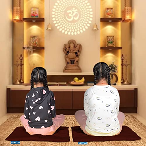 NEXTGO Floor Mat Puja Aasan 2Feet x 2Feet | Velvet Makhmal Fabric Microfiber Filling Floor Aasan for Dinner, Puja, Meditation, Garden, Yoga Mat for Home Office Ghar | Pack of 2 Coca Brown - Image 2